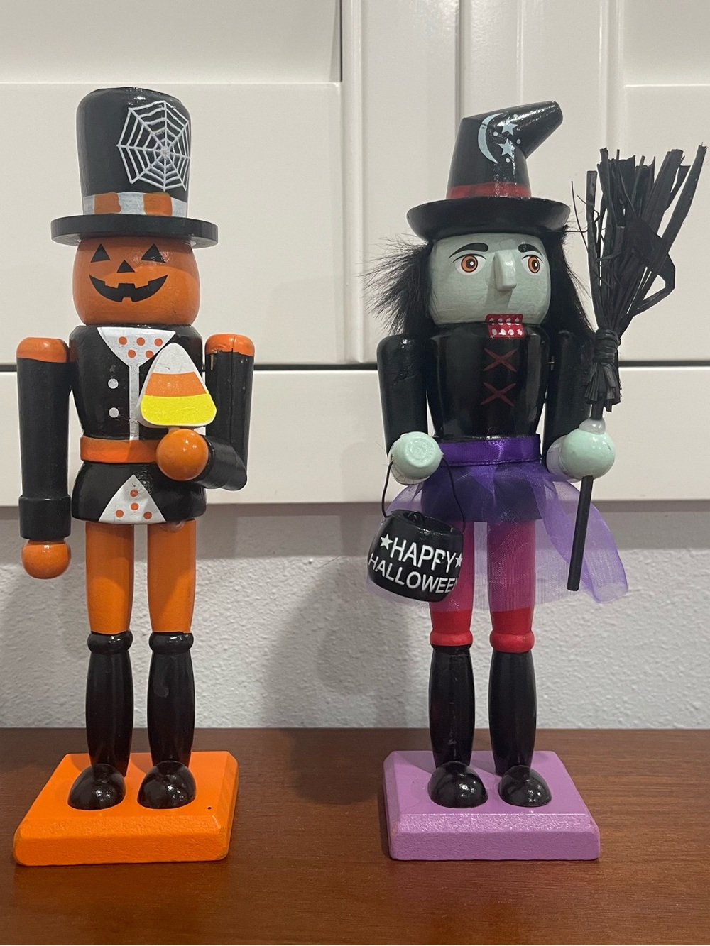 Source Unknown Orange & Purple Halloween Nutcracker Witch and Pumpkin Set